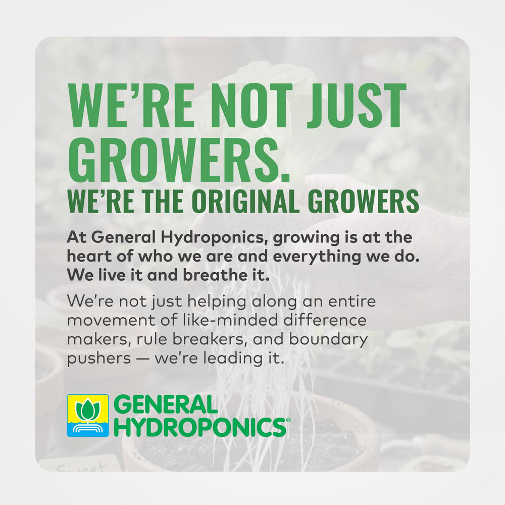 General Hydroponics plugs next to ruler and bag to show size and quantity benefit