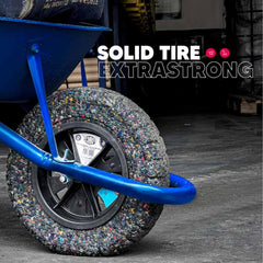 Generic close-up of recycled rubber tread highlighting brand and puncture resistance