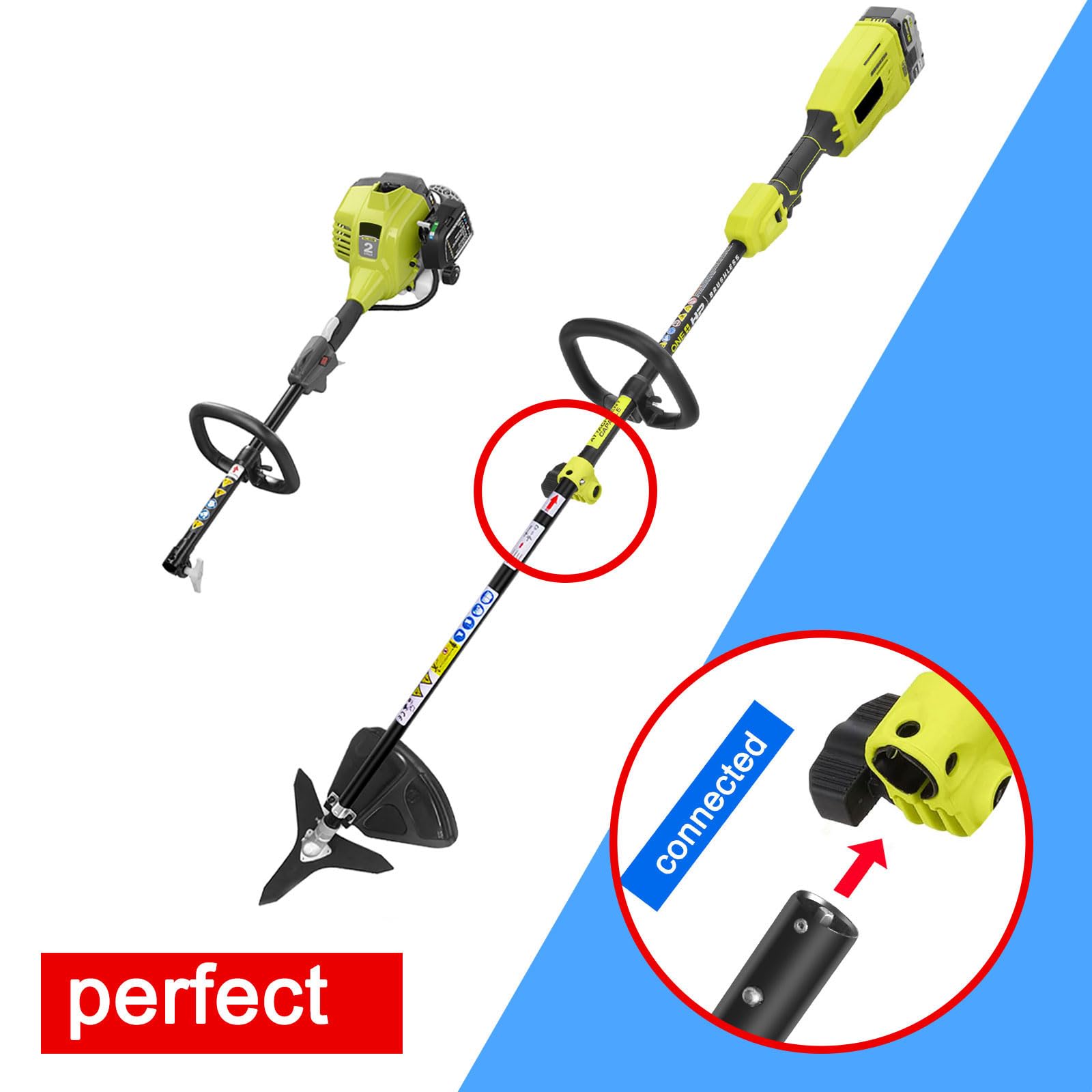 Generic attachment in use lifestyle shows trimming and brushcutting efficiency
