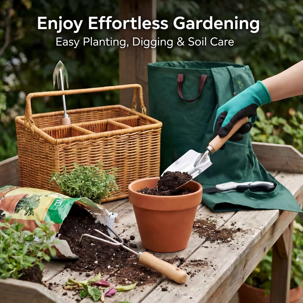 Generic basket being carried across garden for convenient transport