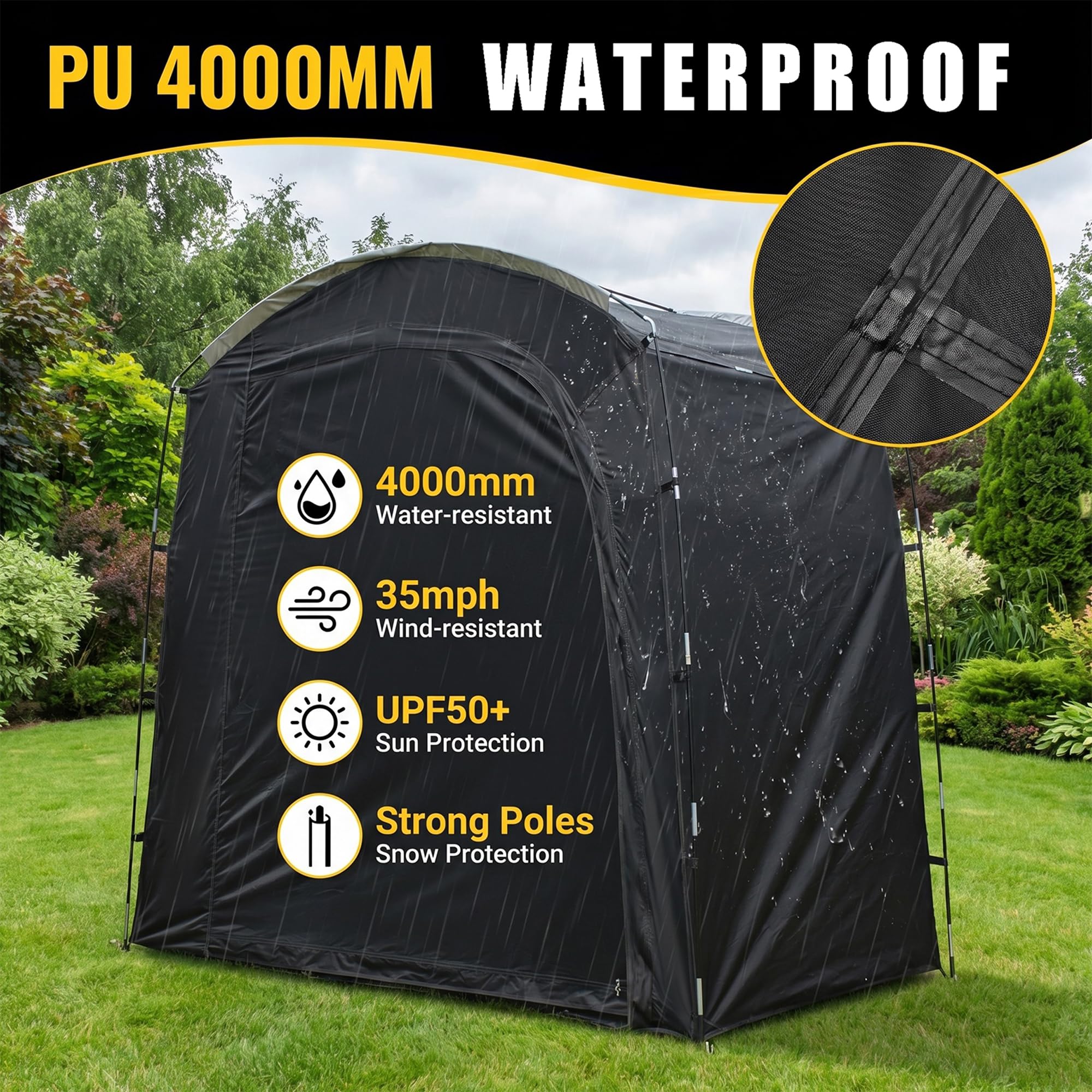 Generic bike tent frame pole connection displaying sturdy structure