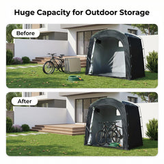 Generic bike tent interior with bikes illustrating spacious storage