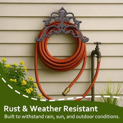 Generic cast iron hose holder close-up of spool showing smooth rounded edges benefit