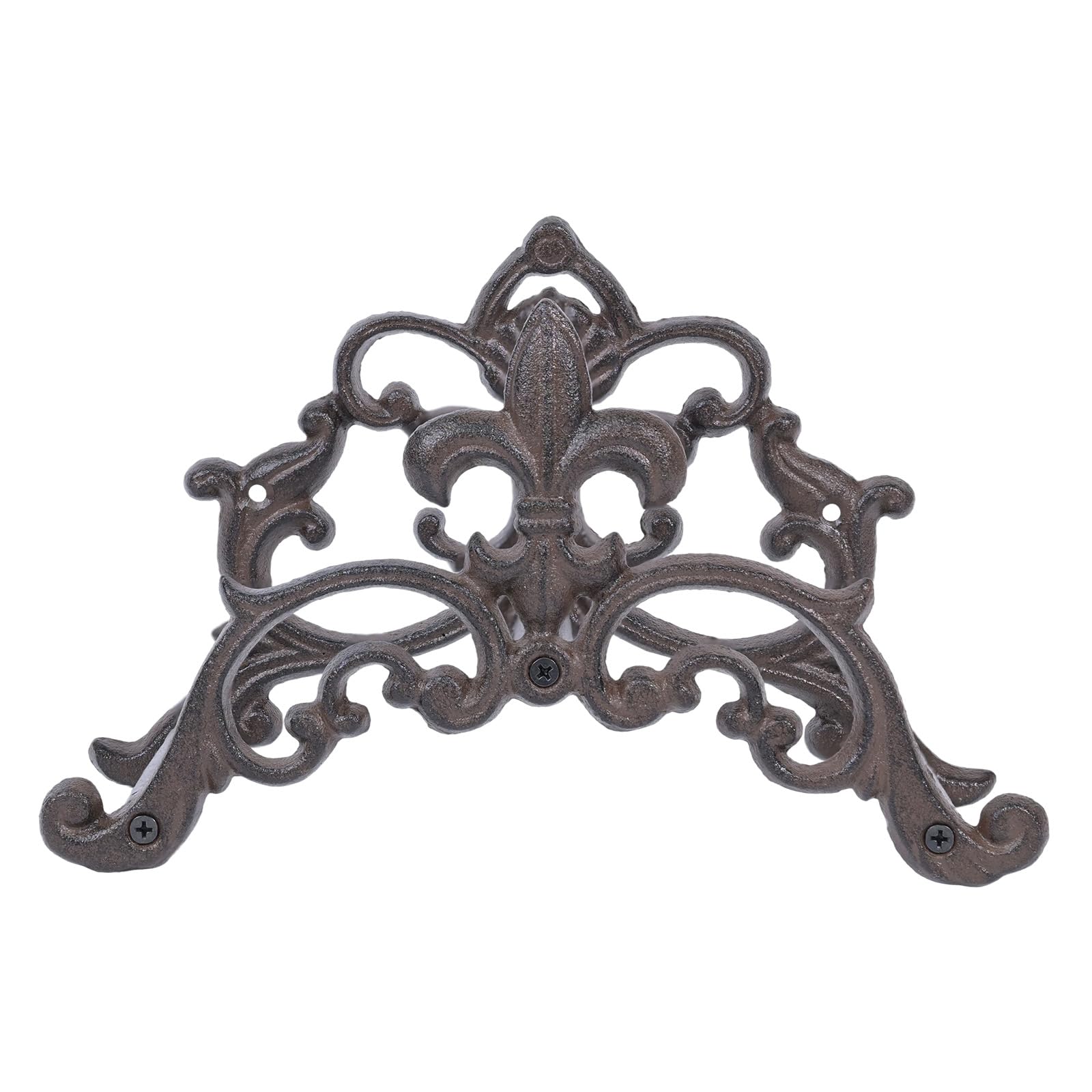 Generic cast iron hose holder with hose coiled illustrating tangle-free storage benefit