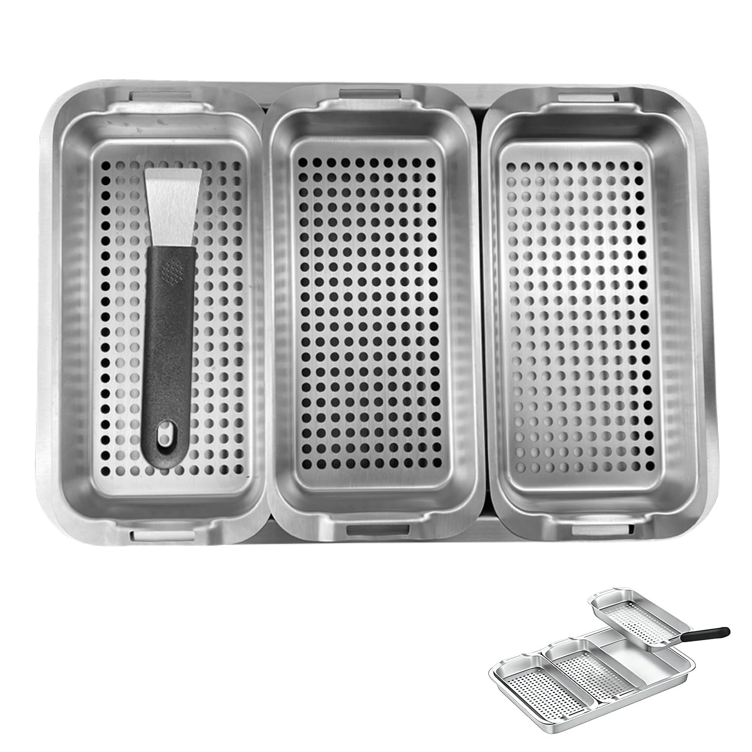 Generic washed baskets in dishwasher ready to show easy cleanup advantage