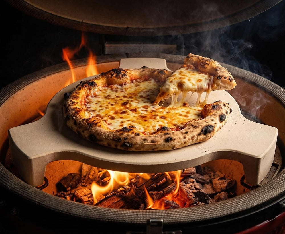 Generic Conveggtor pizza on stone showing crisp crust and baking benefit