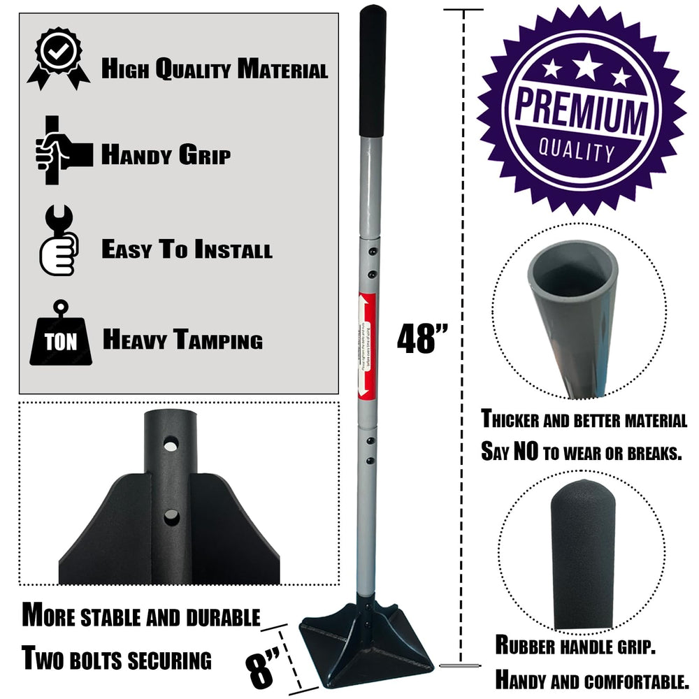 Generic Earth Rammer handle closeup with rubber foam grip for reduced fatigue