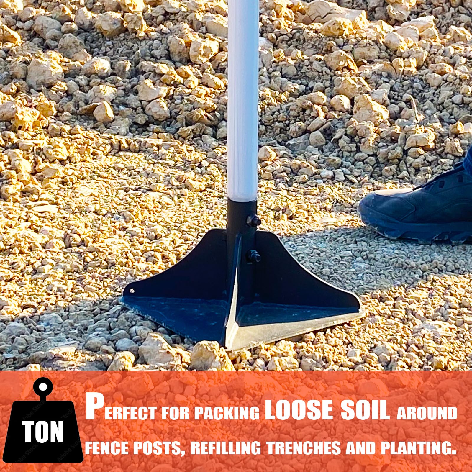 Generic Earth Rammer folded storage and transport ready for jobsite convenience