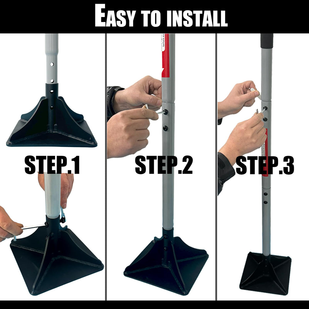 Generic Earth Rammer beside measuring tape to show 48-inch handle length benefit