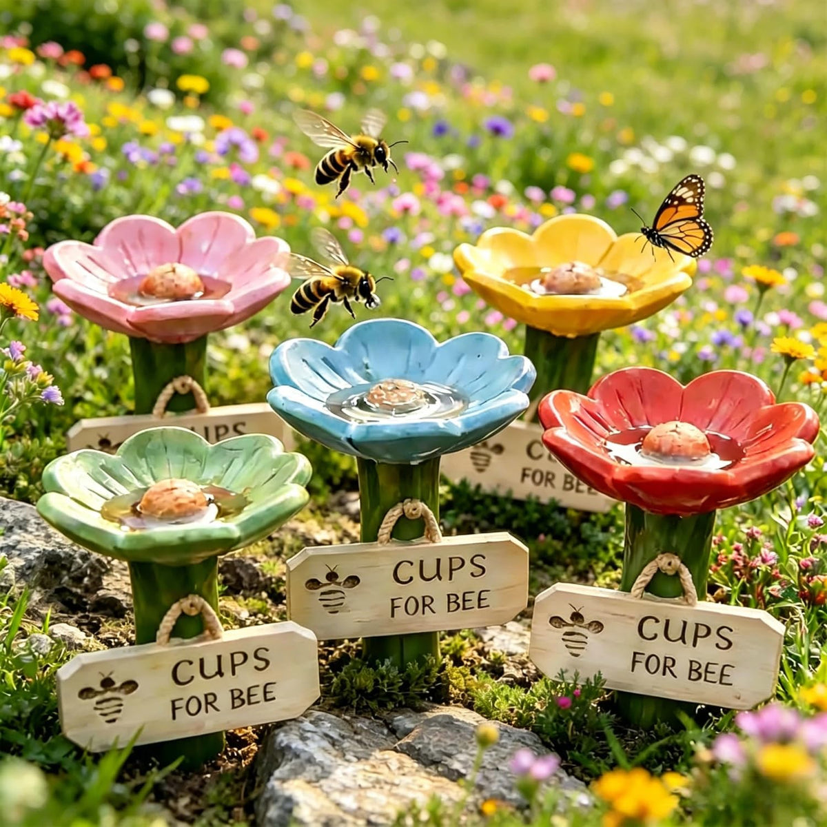 Generic flower watering station front view showing decorative shape and durability