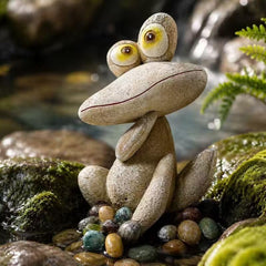Generic frog statue front view showing whimsical pose and curb appeal