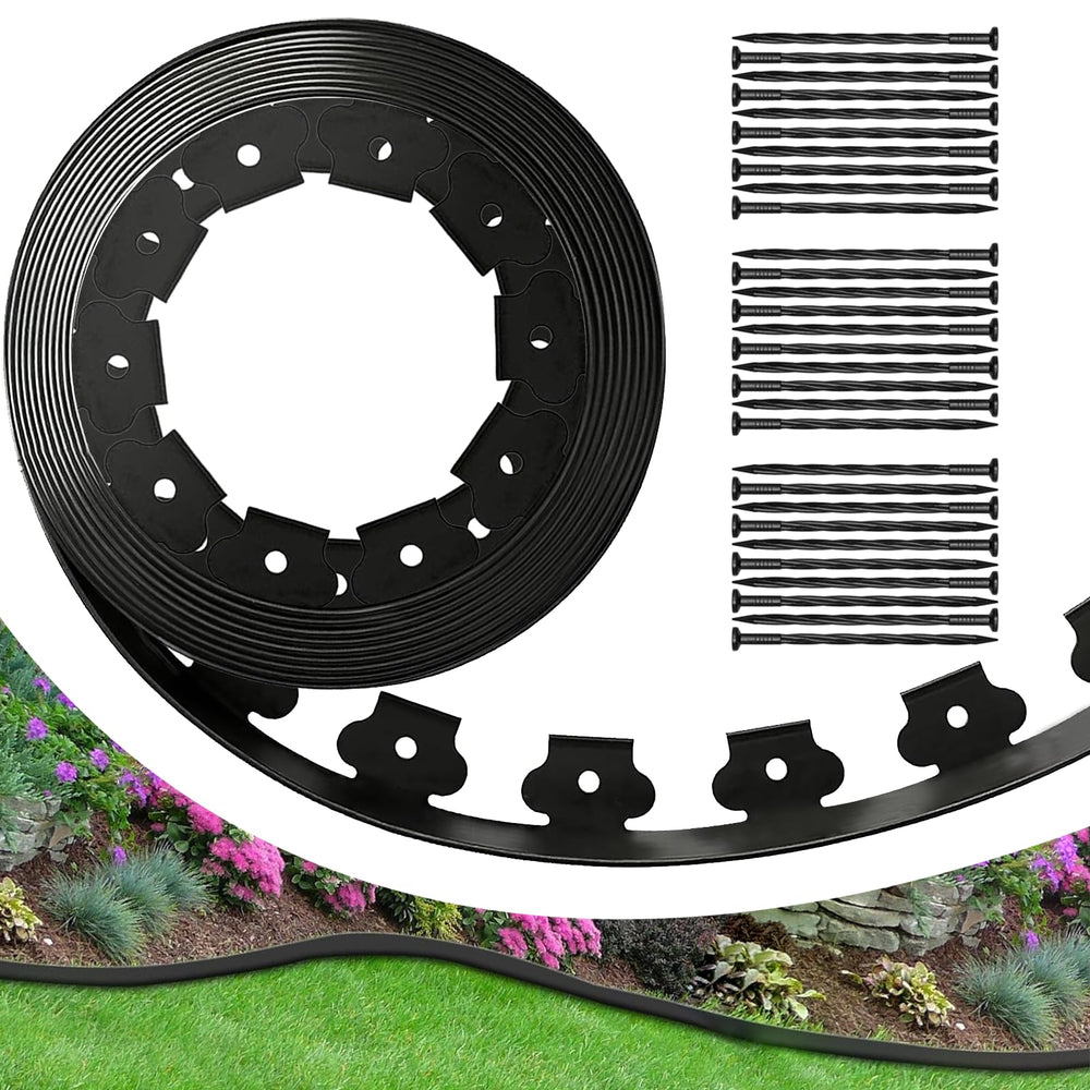 Generic front packaging of the landscape edging kit showing contents and ease of use benefit