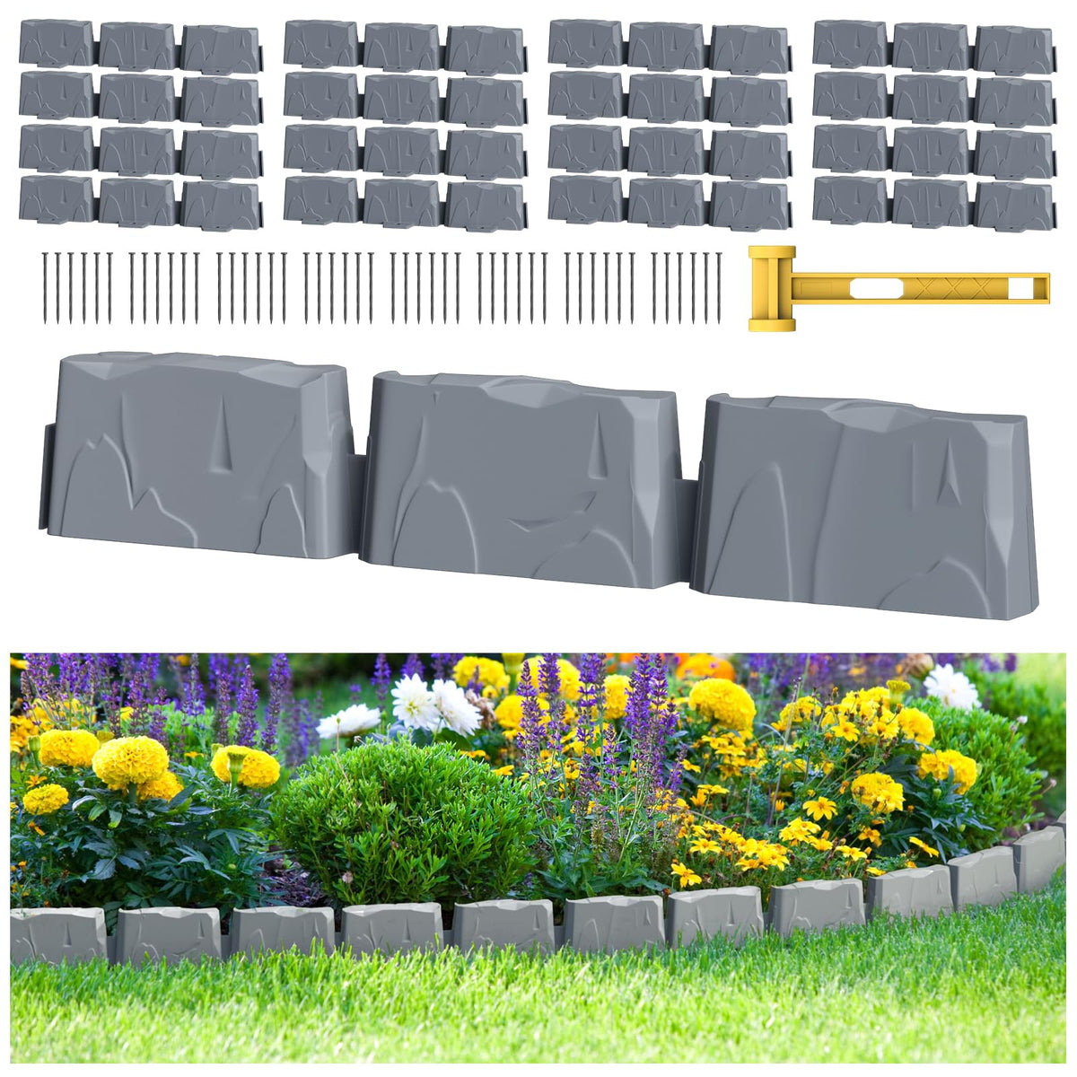 Generic dark grey edging front view showing full panel and clean border benefit
