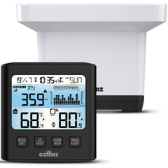Generic brand front display showing rainfall and temperature for quick readings