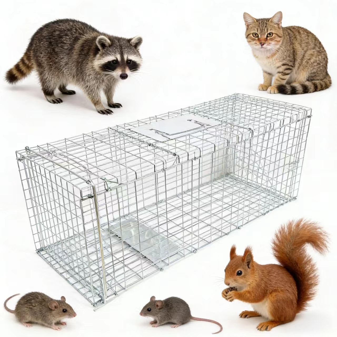 Generic front view of 24-inch trap showing foldable design and portability benefit