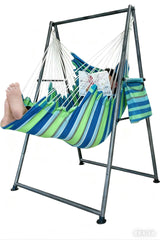 Generic front view of hammock chair set showing roomy seat and stand — comfortable lounging
