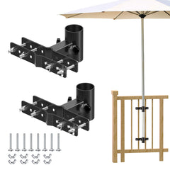Generic brand front view of clamp mounted on railing showing compact design and secure hold