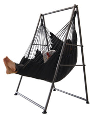 Generic brand front view of complete chair and stand showing sturdy dark grey finish and comfortable seat