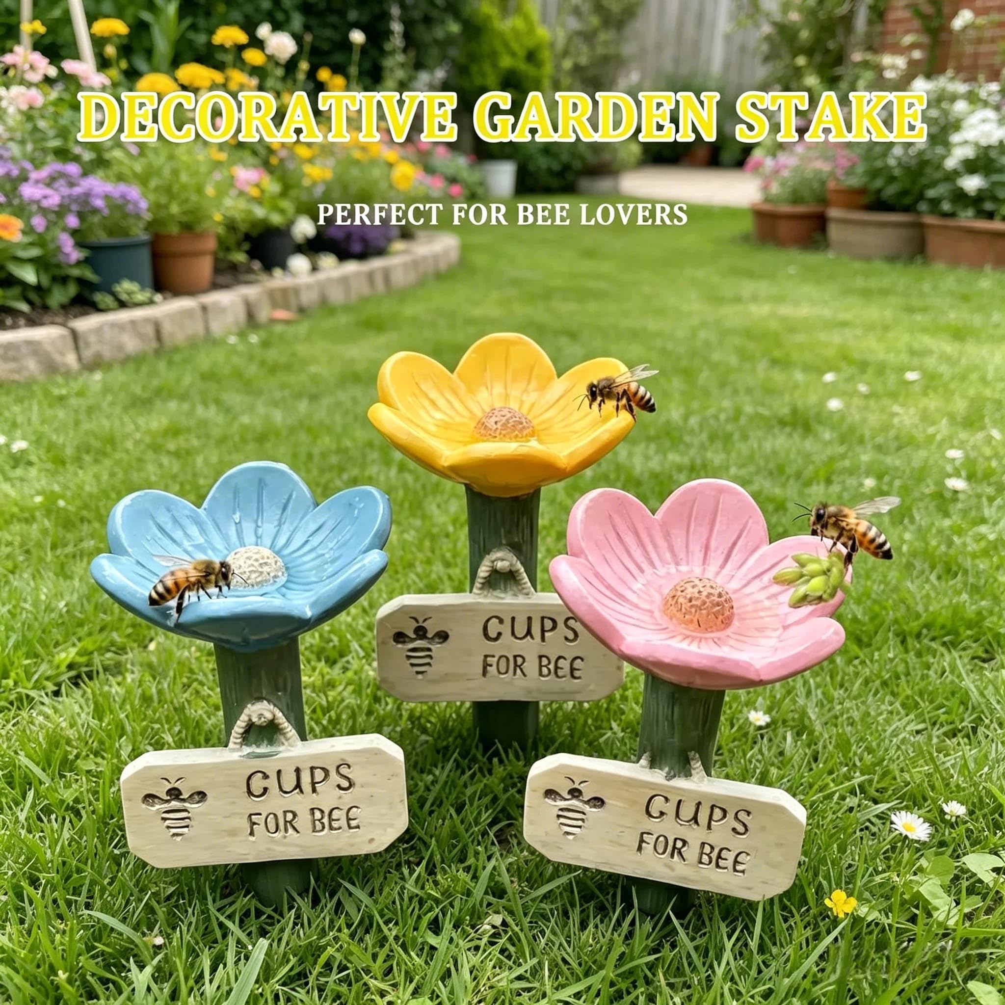 Generic garden lifestyle display on patio adding charm and supporting pollinators