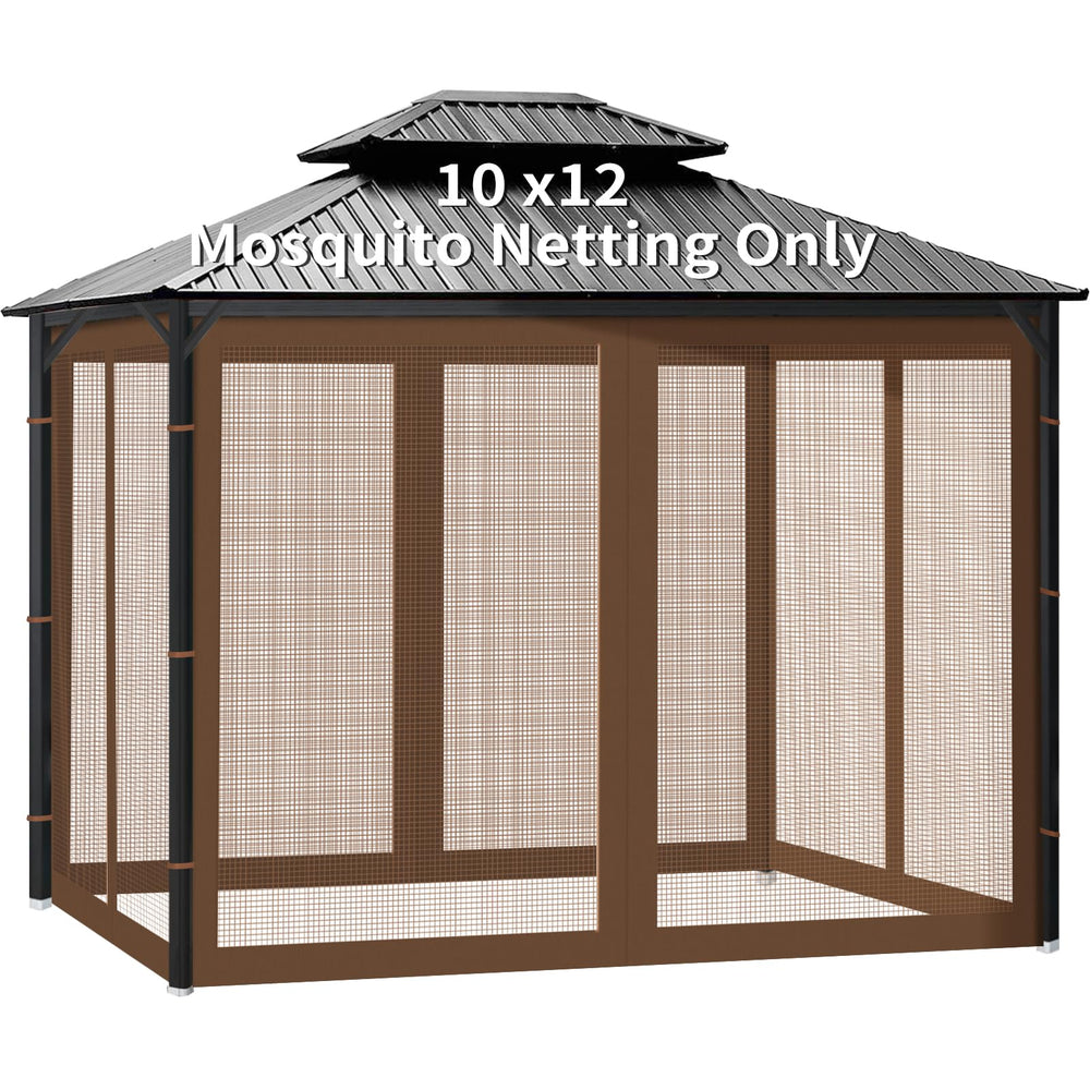 Generic gazebo netting front view showing full 10x12 coverage and insect protection