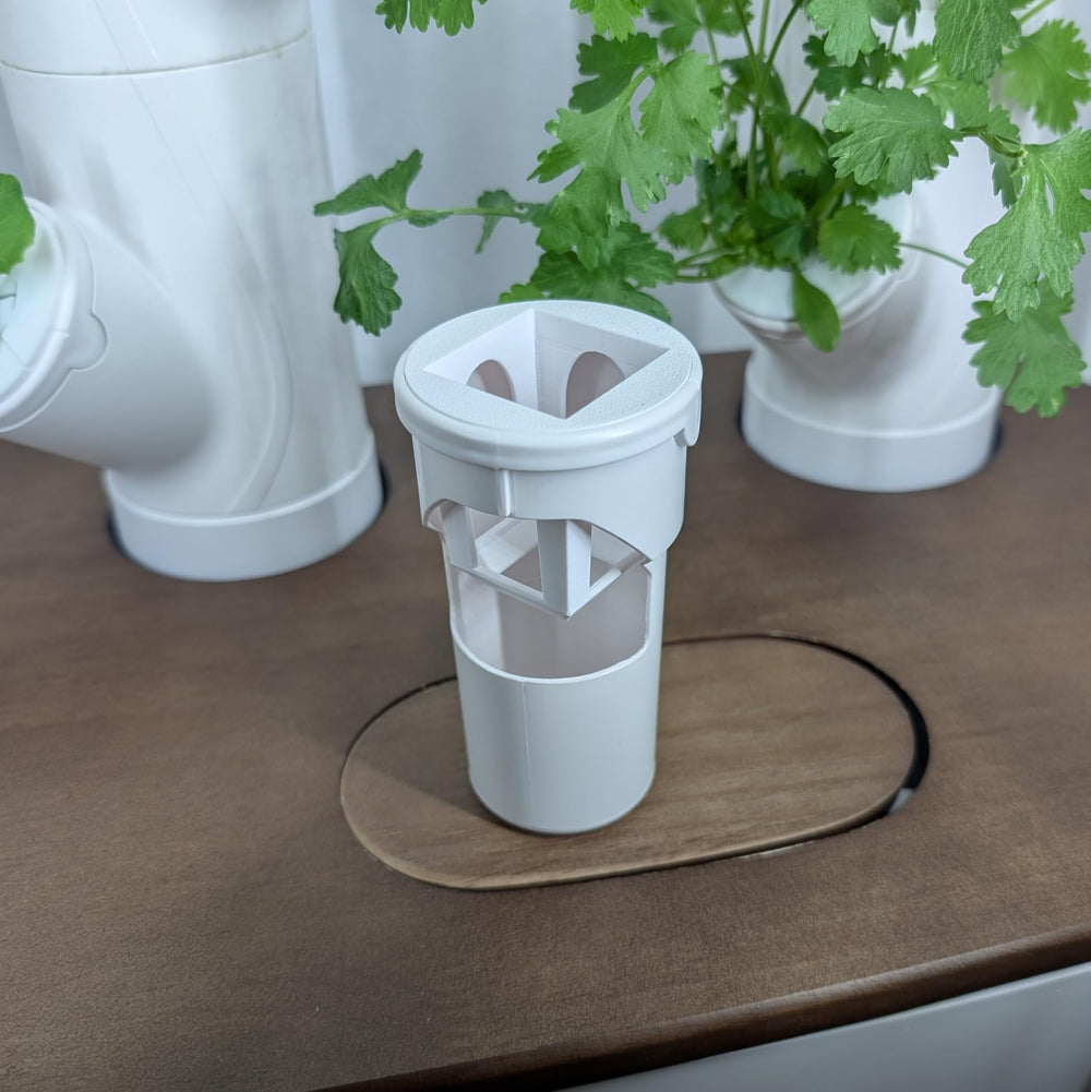 Generic grow cube holding a rockwool plug to show media compatibility and stability
