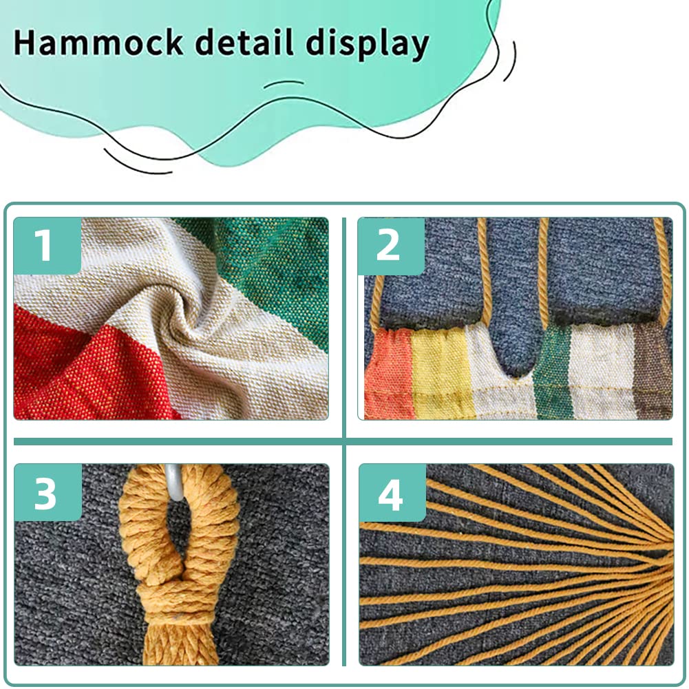 Generic hammock assembled in living room showing indoor use and space-saving benefit