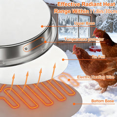 Generic base with plastic waterer in place demonstrating ice-free drinking benefit