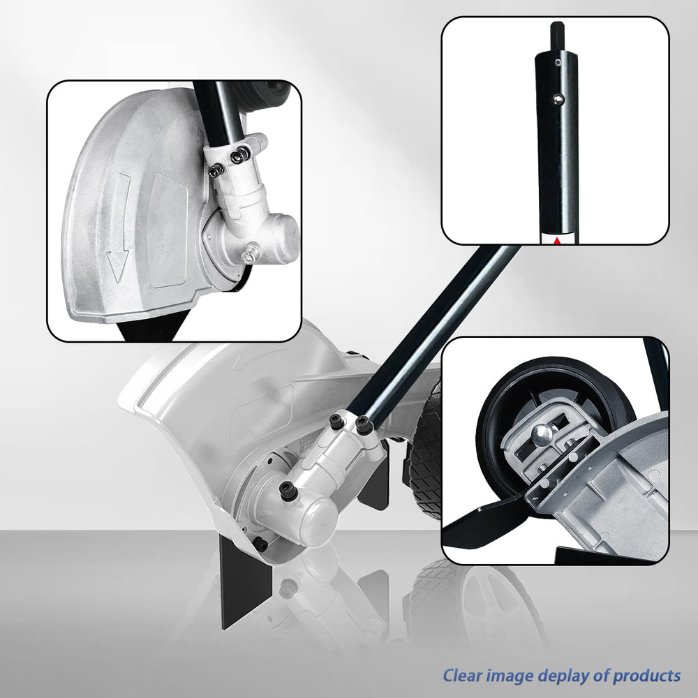 Generic edger connection adaptors laid out, shows multiple fit options for compatibility