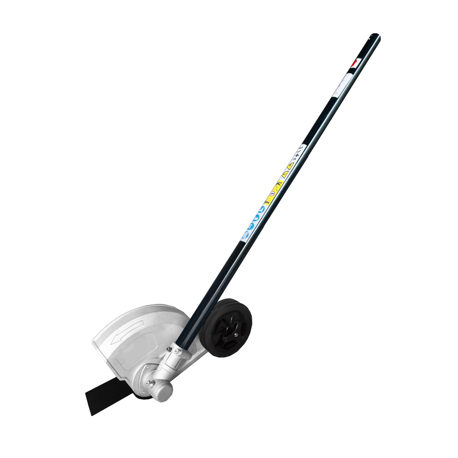 Generic 8-inch lawn edger front view showing blade and guard, highlights precision edge