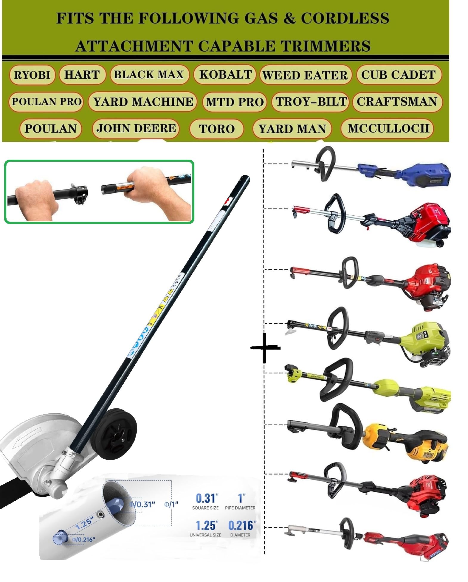 Generic edger boxed with accessories, indicates tested, inspected, ready-to-use