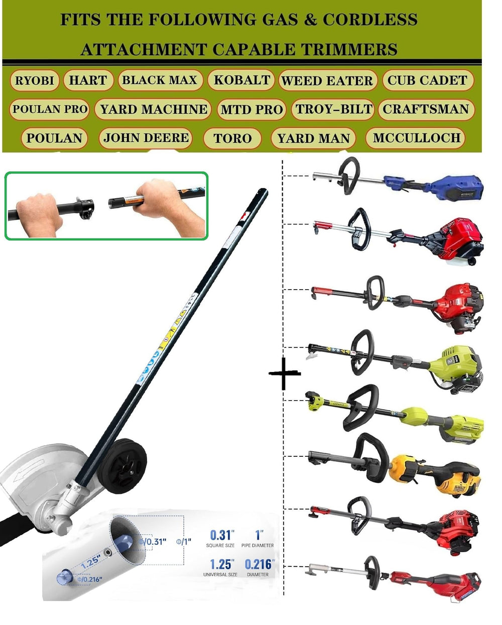 Generic edger boxed with accessories, indicates tested, inspected, ready-to-use