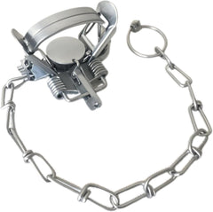 Generic iron trap front view showing latch and benefit of secure containment