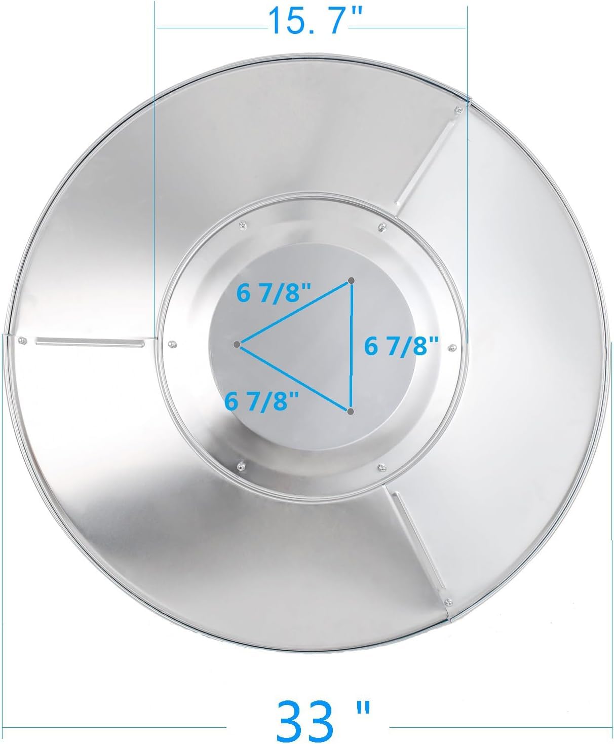 Generic NCZH reflector next to a measuring tape showing 33-inch diameter for fit confirmation