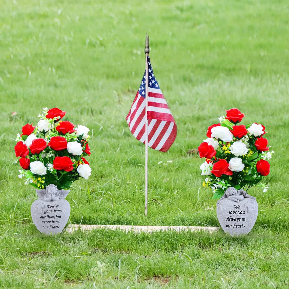 Generic pair on porch table presenting a remembrance display benefit