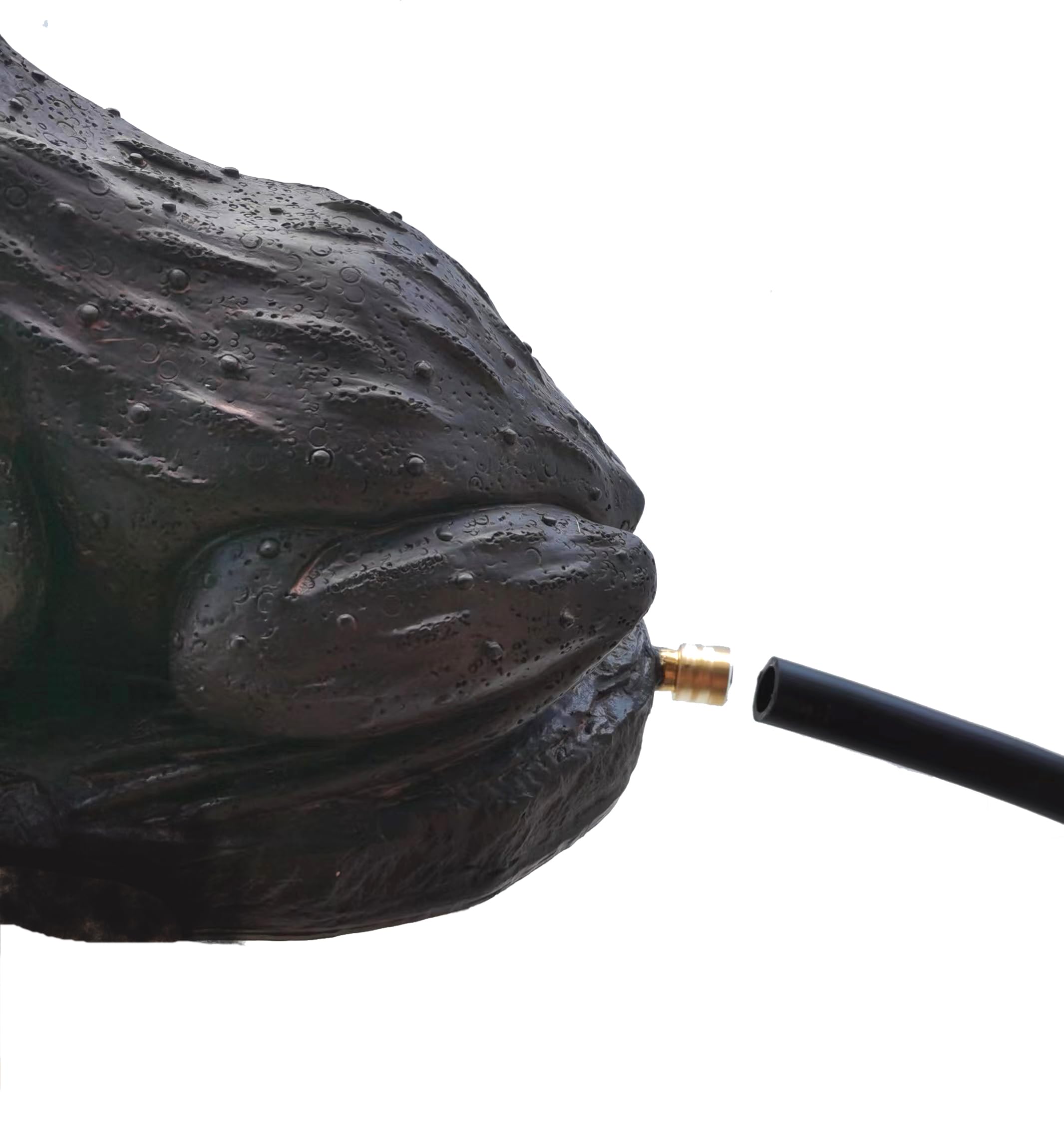Generic brand frog statue installed in a small pond, creates movement and calming water sound