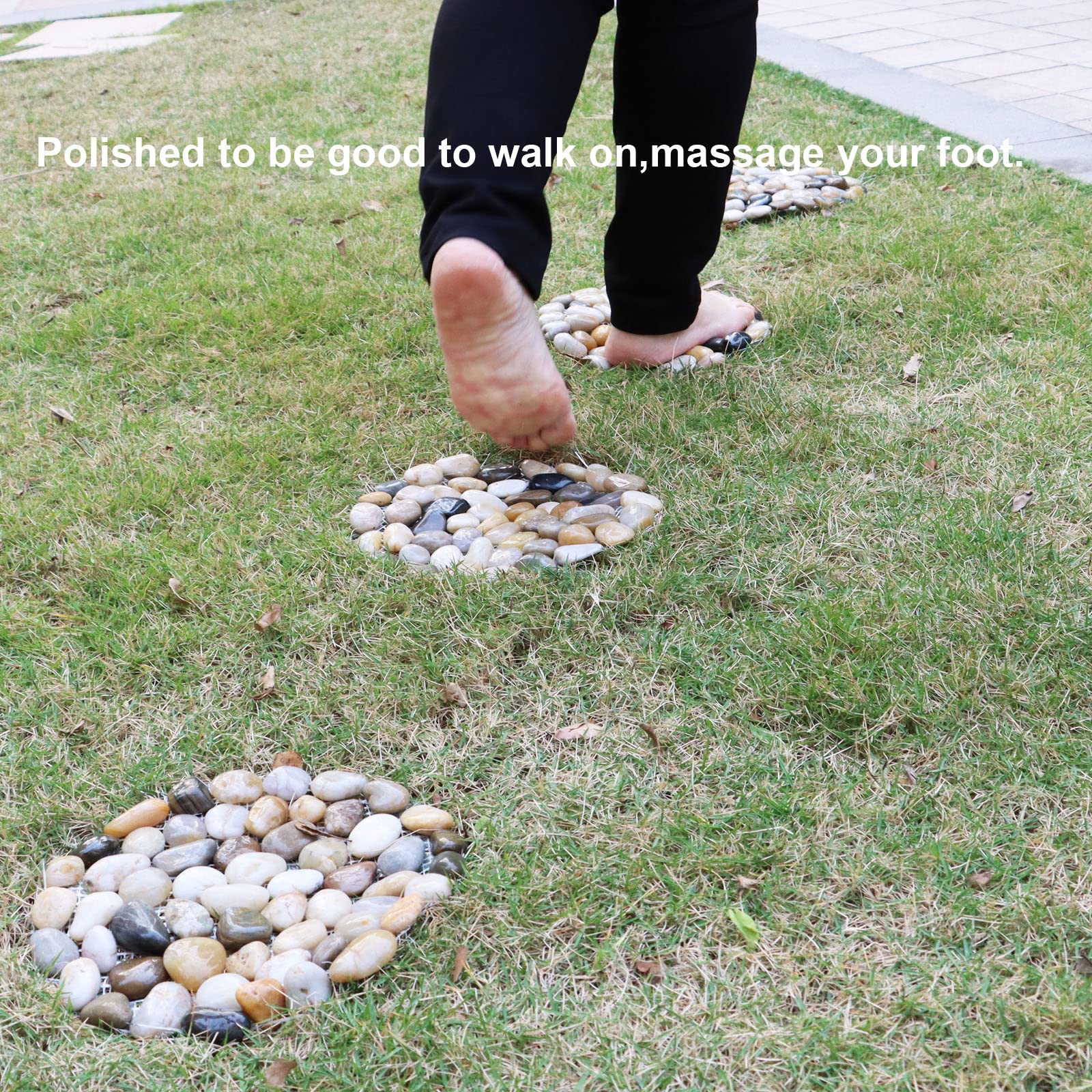 Generic brand stones next to hand and ruler for scale, shows 9-inch size and easy planning