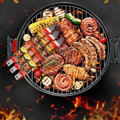 Generic skewers loaded on grill demonstrating steady turn and uniform cooking