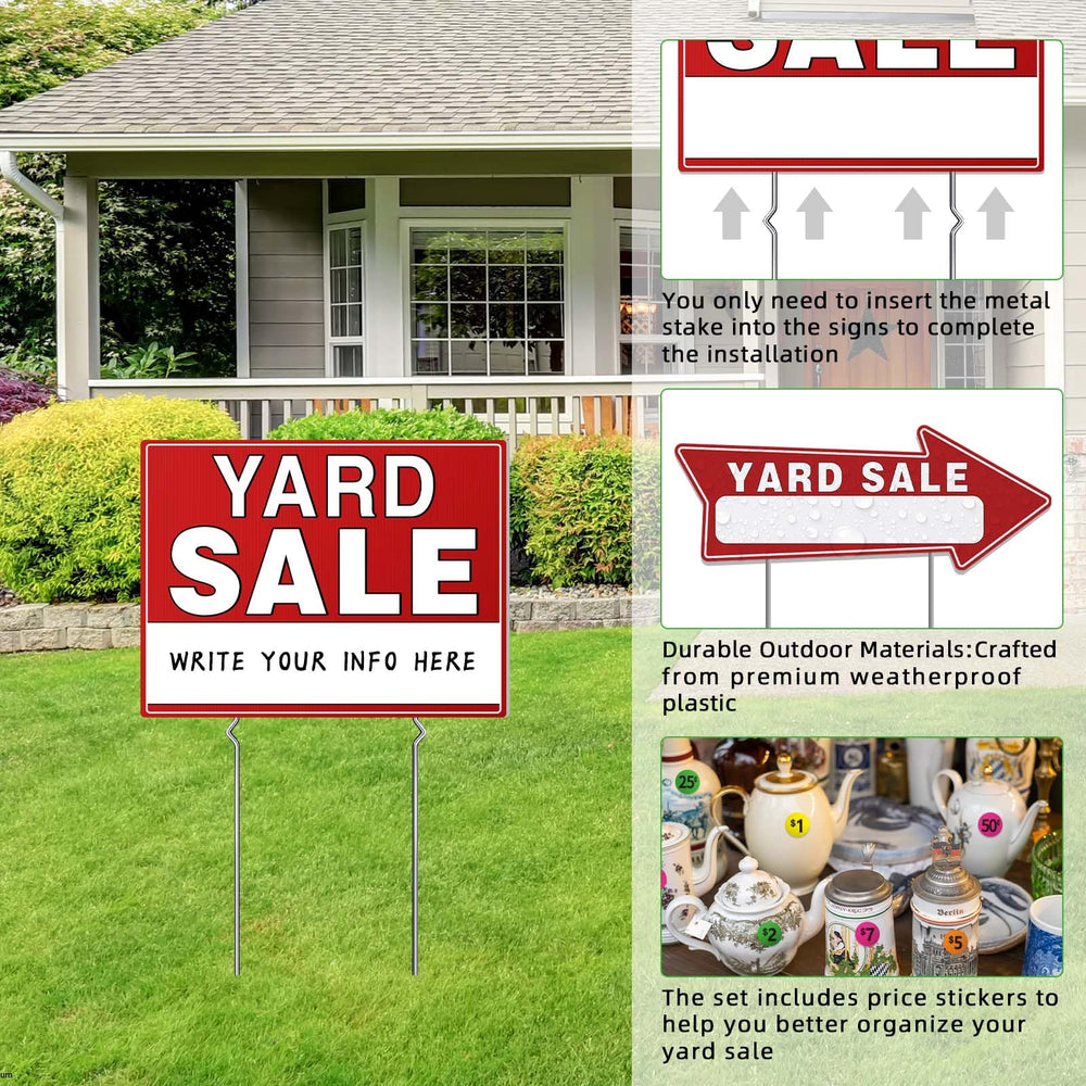 Generic brand stakes and signs placed in grass for stable outdoor placement