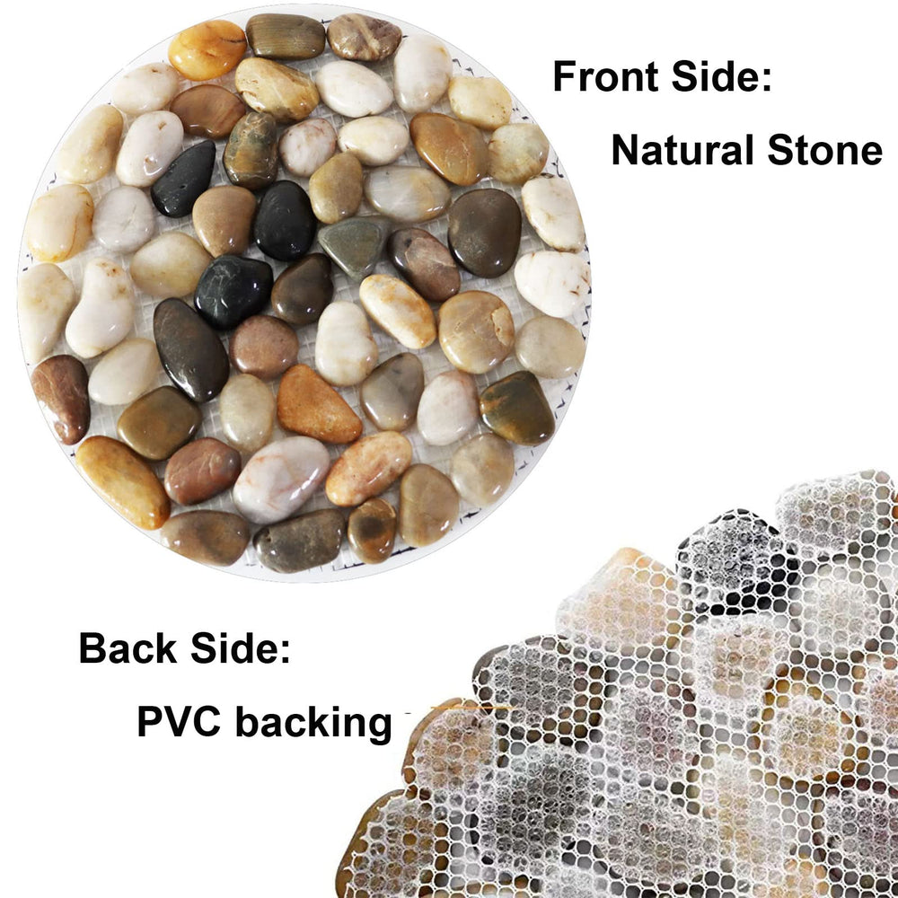 Generic brand stones arranged as a seat mat, shows multiuse function and outdoor comfort