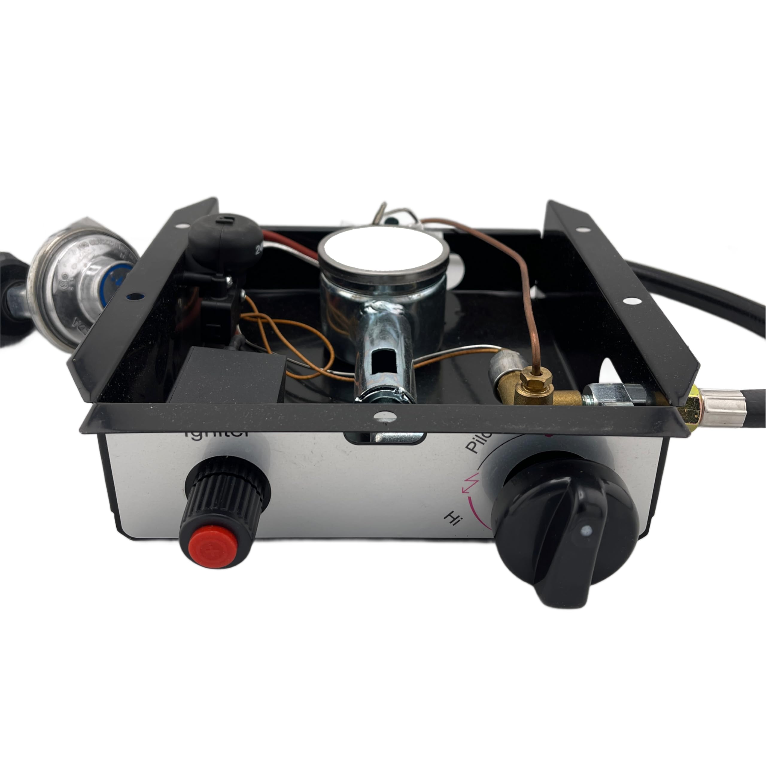 Generic tilt switch and valve assembly showing automatic shutoff for accident protection