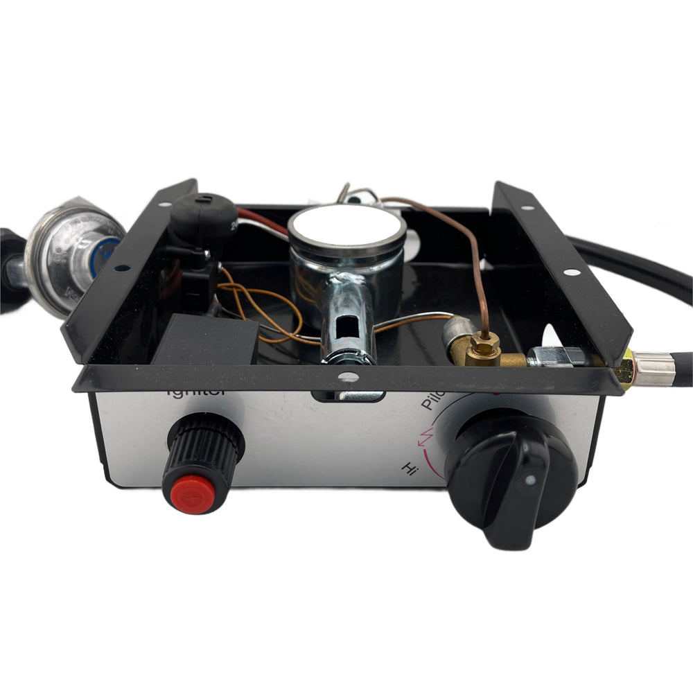 Generic tilt switch and valve assembly showing automatic shutoff for accident protection