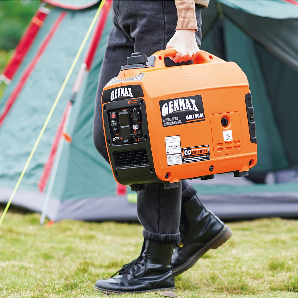 GENMAX GM1200i CO-detect label closeup indicating built-in safety shutdown