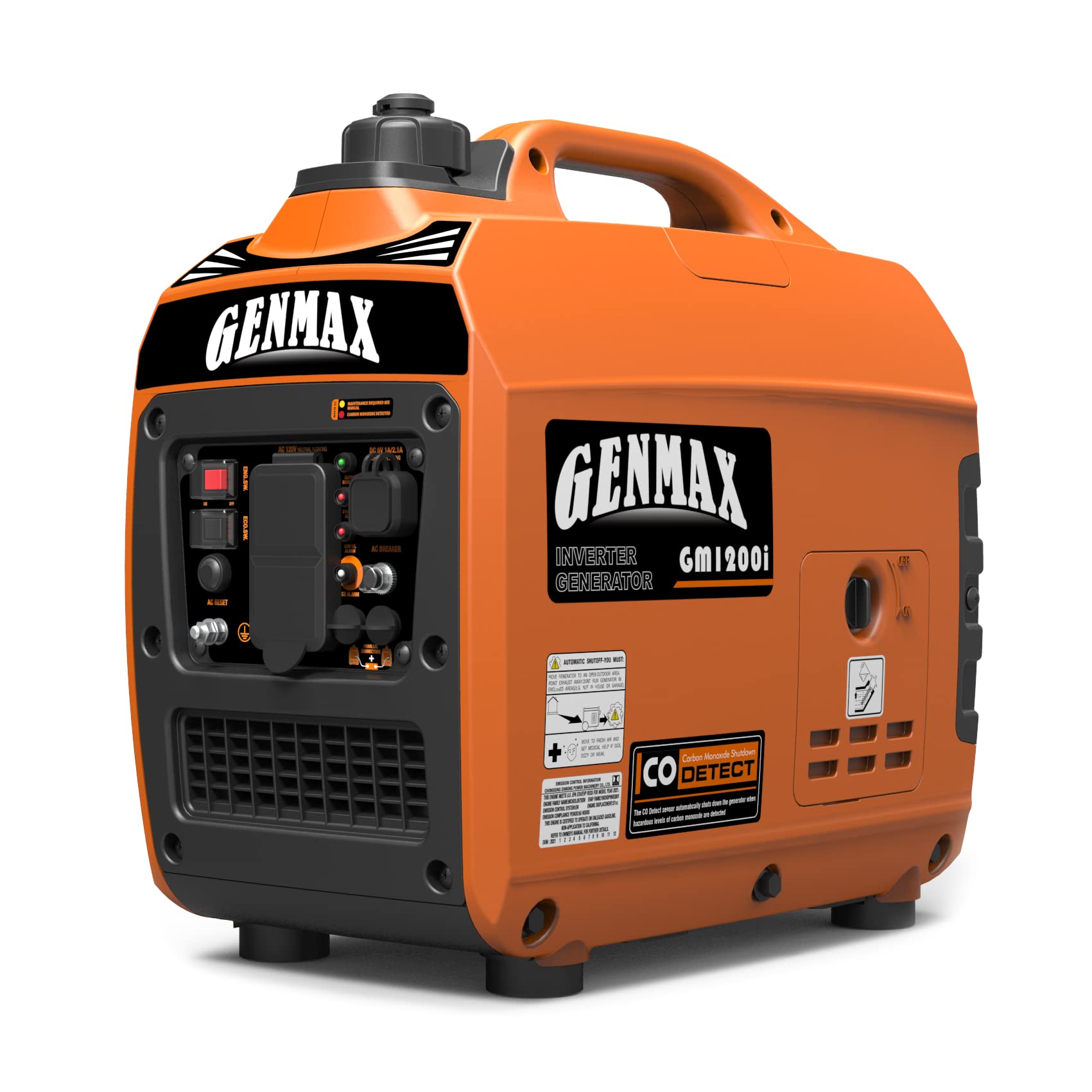 GENMAX GM1200i front panel showing outlets and status indicators for easy control