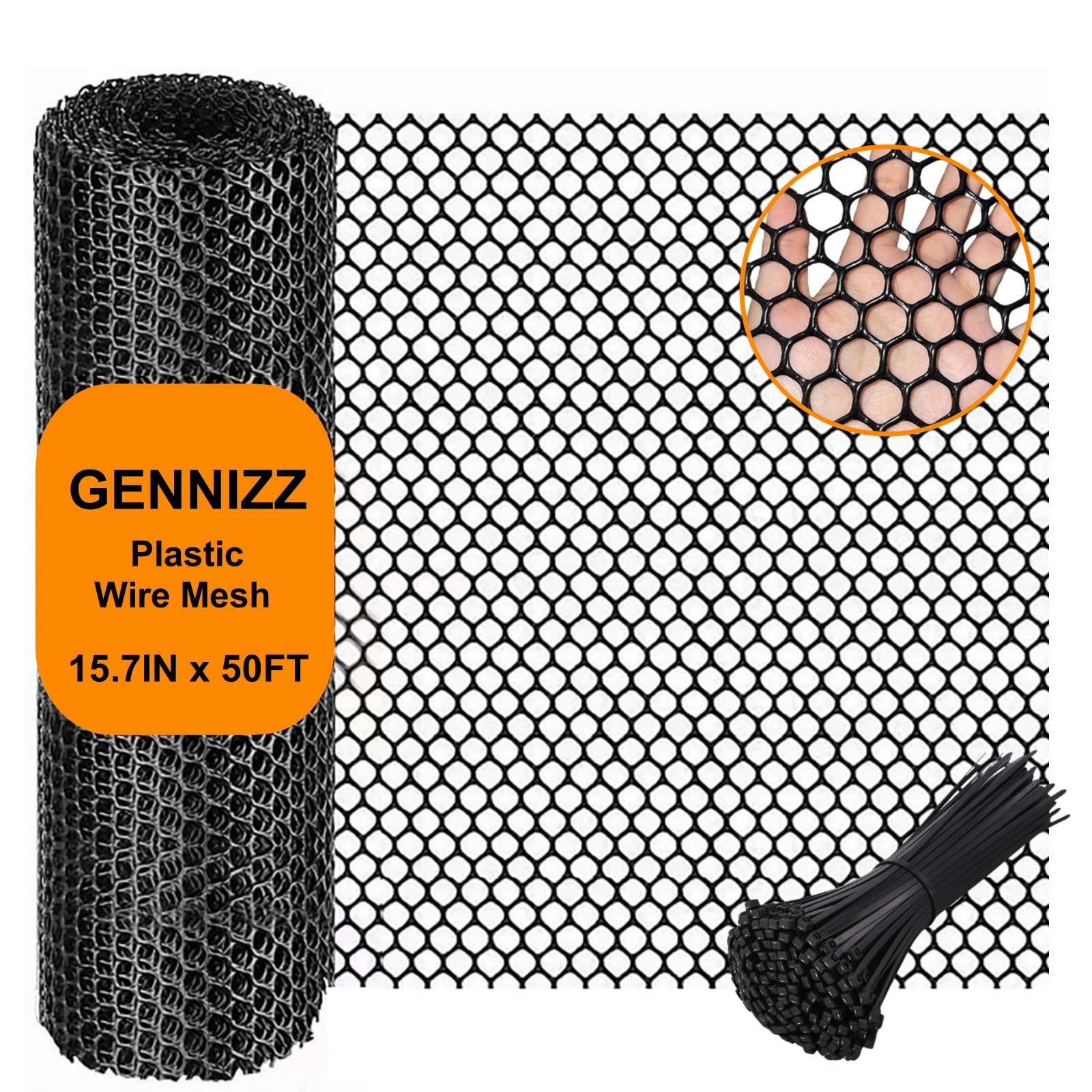GENNIZZ front view of rolled plastic mesh showing length and packaging benefit