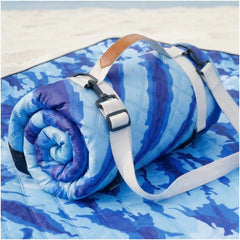 Genovega front view folded blanket showing compact portability and easy storage