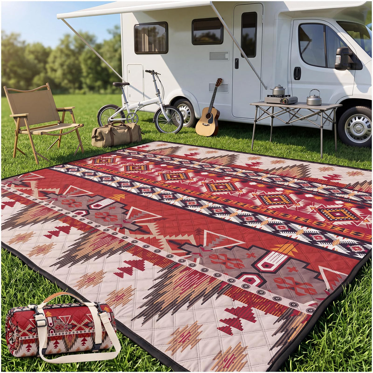 Genovega blanket full spread showing generous seating space and comfort
