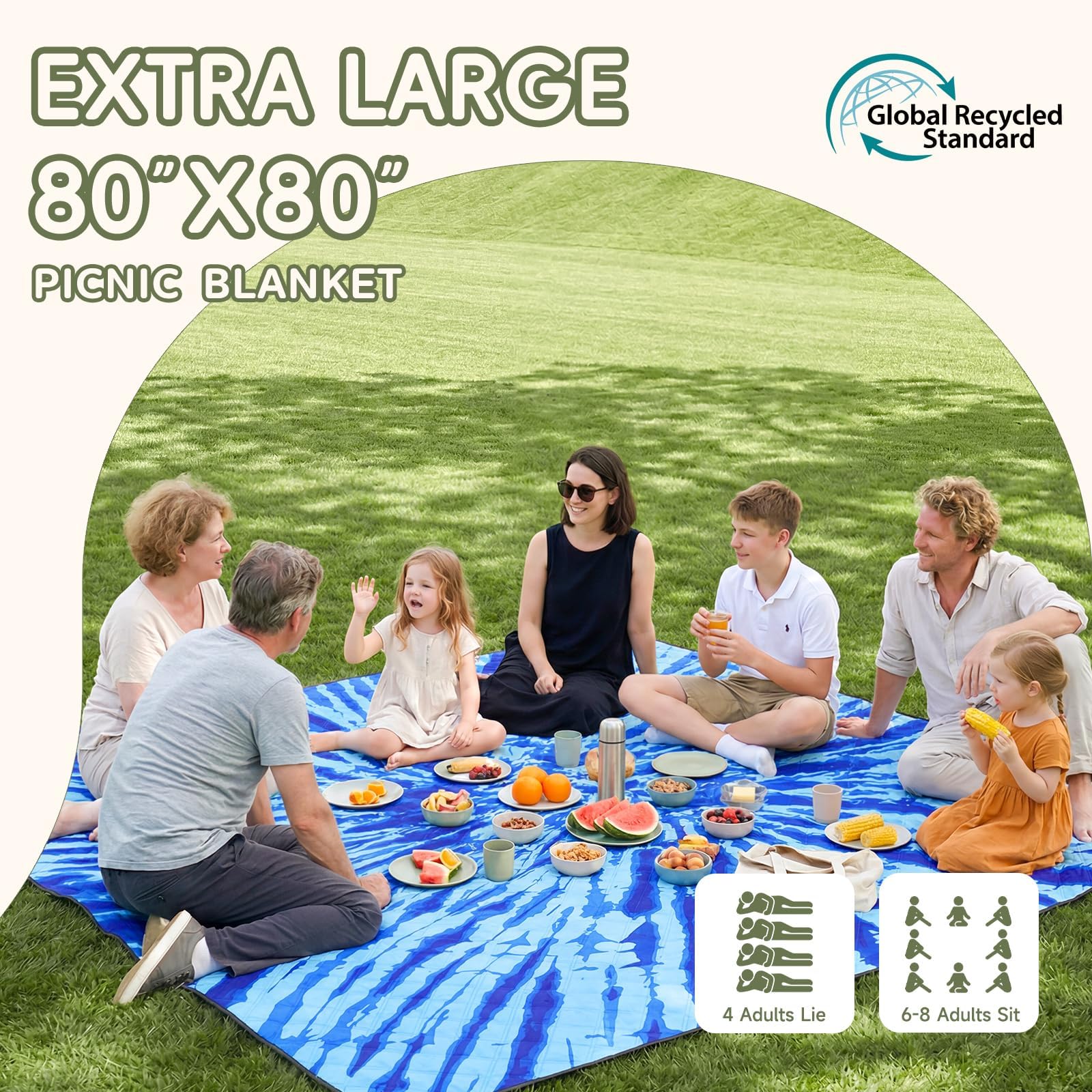Genovega fully unfolded 80x80 blanket demonstrating large coverage for groups
