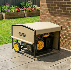 GENSHED front view of closed generator shed showing weather protection and secure storage