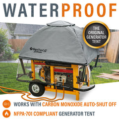 GenTent XL close-up of dual-coated vinyl canopy texture that repels water and UV