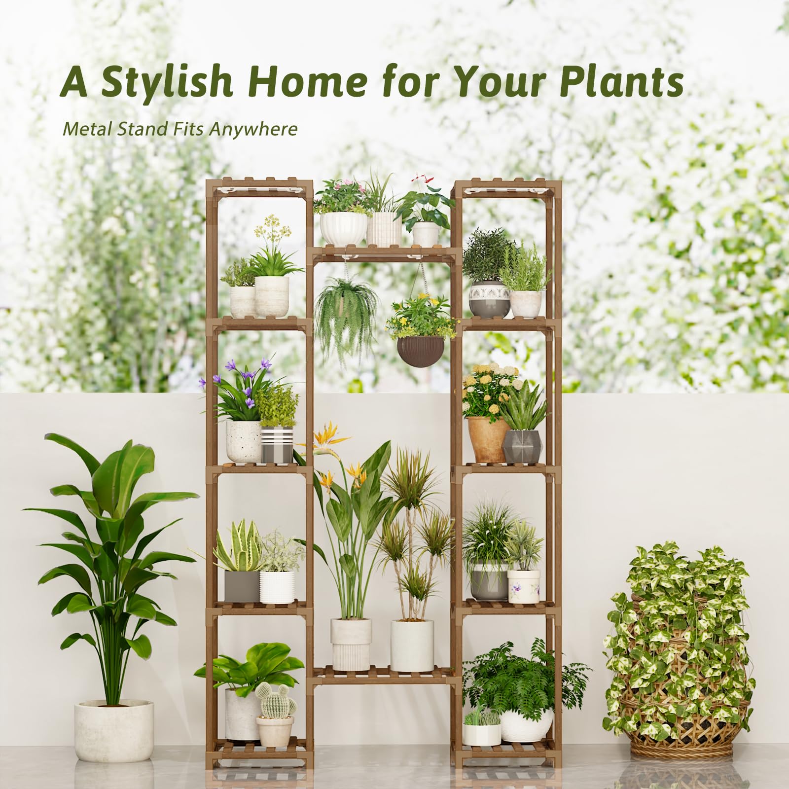 GENTINGBRO plant stand on balcony demonstrating outdoor placement and sunlight flexibility